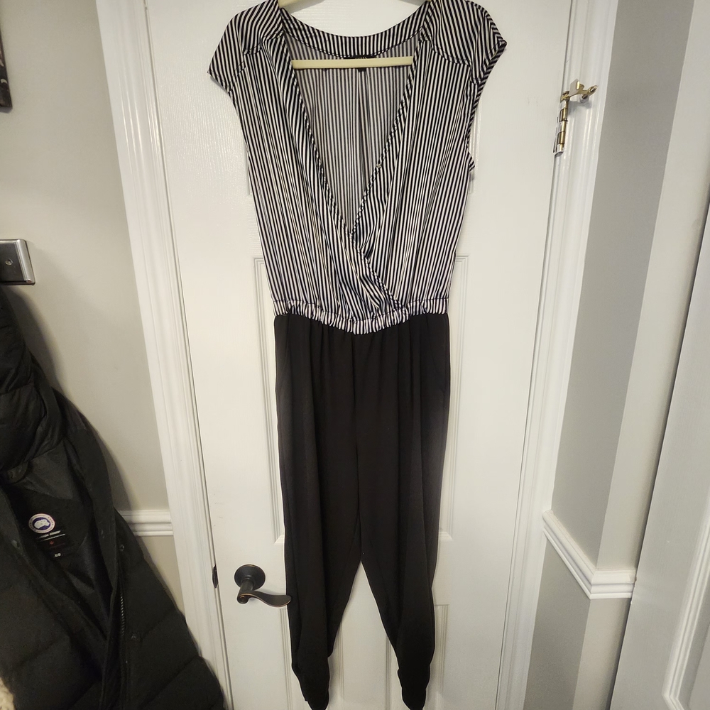 Guess Monochrome Striped Jumpsuit
